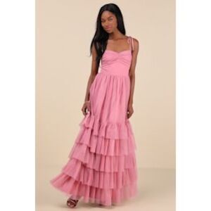Lulu's Pink Tiered Ruffle Maxi Dress